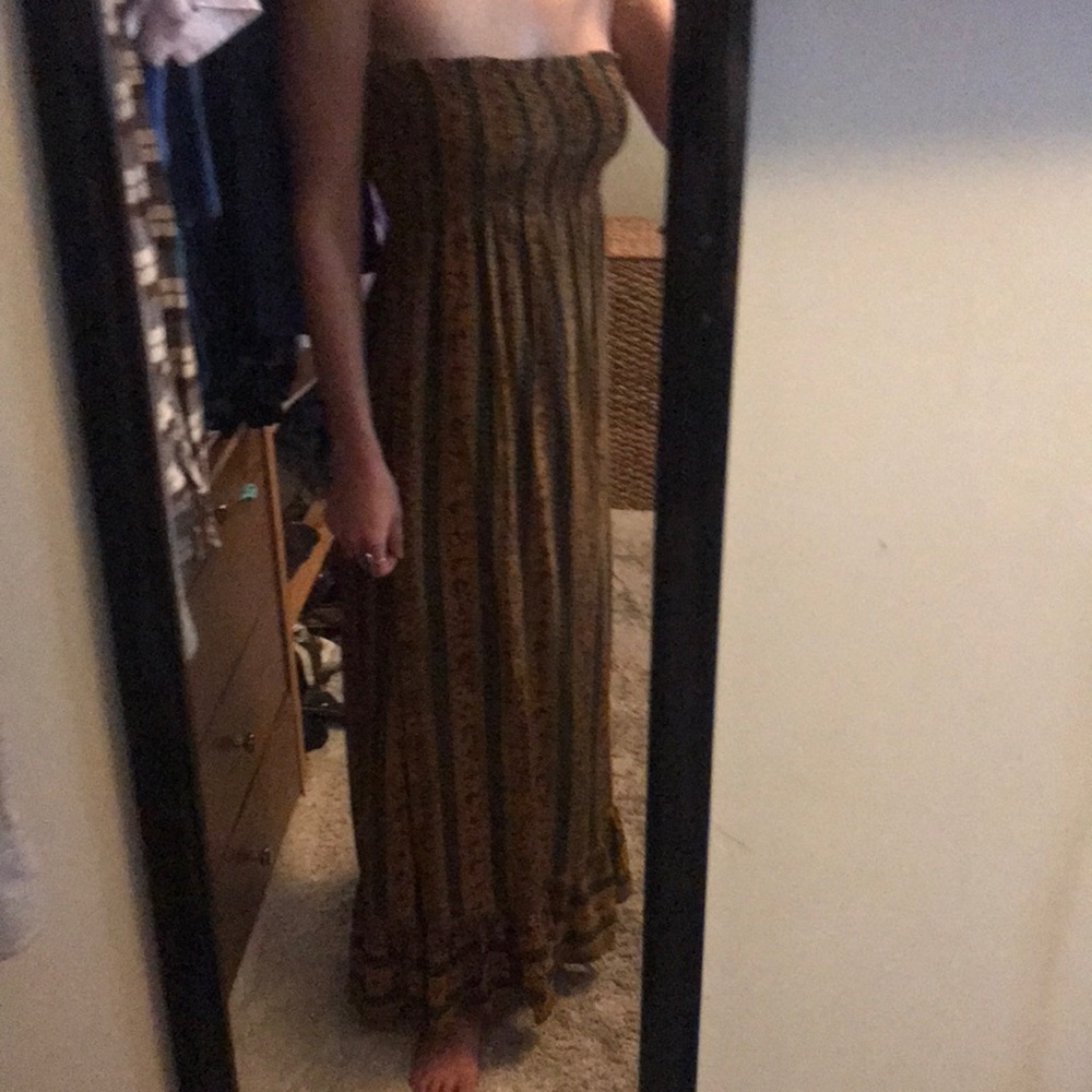 Anthropologie Maxi Satin Feel Patterned Dress